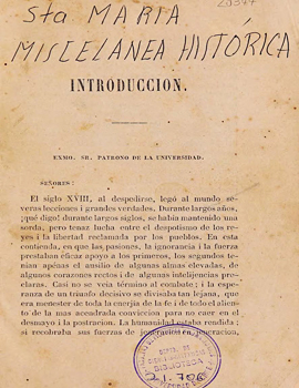 Cubierta para Memoria histórica sobre los sucesos ocurridos desde la caída de D. Bernardo O'Higgins en 1823 hasta la promulgación de la Constitucion dictada en el mismo año
