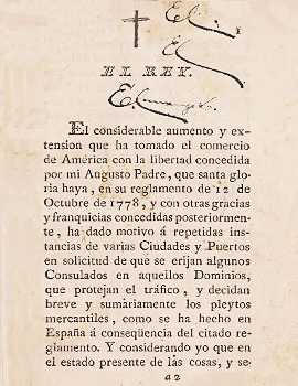 Cubierta para Real cédula de erección del Consulado de Chile expedida en Aranjuez a XXVI de febrero de MDCCXCV
