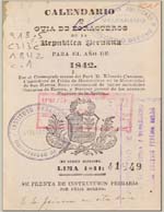 Cubierta para Calendario y guía de forasteros de la República Peruana para el año de 1842