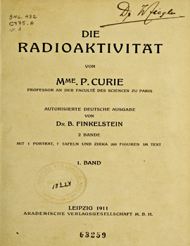 Cubierta para Traité de radioactivité: [1. band. Die radioaktivität]