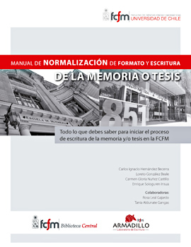 Cubierta para Manual de normalización de formato y escritura de la memoria o tesis