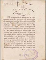 Cubierta para Real cédula de erección del Consulado de Chile expedida en Aranjuez a xxvi de febrero de MDCCXCV