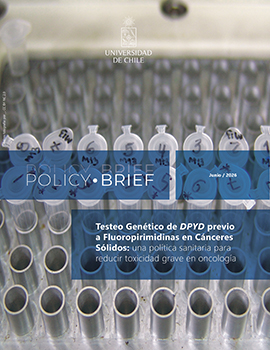 Cubierta para Policy Brief: Testeo genético de DPYD previo a fluoropirimidinas en cánceres sólidos: una política sanitaria para reducir la toxicidad grave en oncología