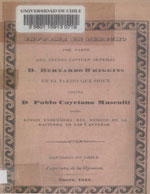 Cubierta para Informe en derecho por parte del finado Capitán Jeneral D. Bernardo O'Higgins en el pleito que sigue contra D. Pablo Cayetano Masenlli sobre lesión enormísima del remate de la hacienda de las Canteras