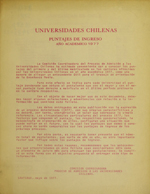Cubierta para Universidades Chilenas Puntajes de ingreso: Año académico 1977
