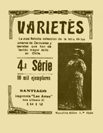 Cubierta para Varietés: la más selecta colección de canciones, vals, habaneras, mazurcas, duos, etc., y de los números de zarzuelas y operetas que han obtenido mayor éxito en Chile
