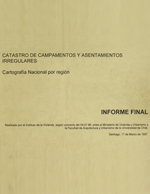 Cubierta para Catastro de campamentos y asentamientos irregulares: Cartografía nacional por región. Informe final