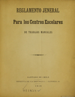 Cubierta para Reglamento jeneral para los centros escolares de trabajos manuales