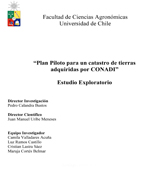 Cubierta para Plan piloto para un catastro de tierras adquiridas por CONADI: estudio exploratorio