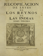 Cubierta para Recopilación de leyes de los Reynos de las Indias: Tomo tercero