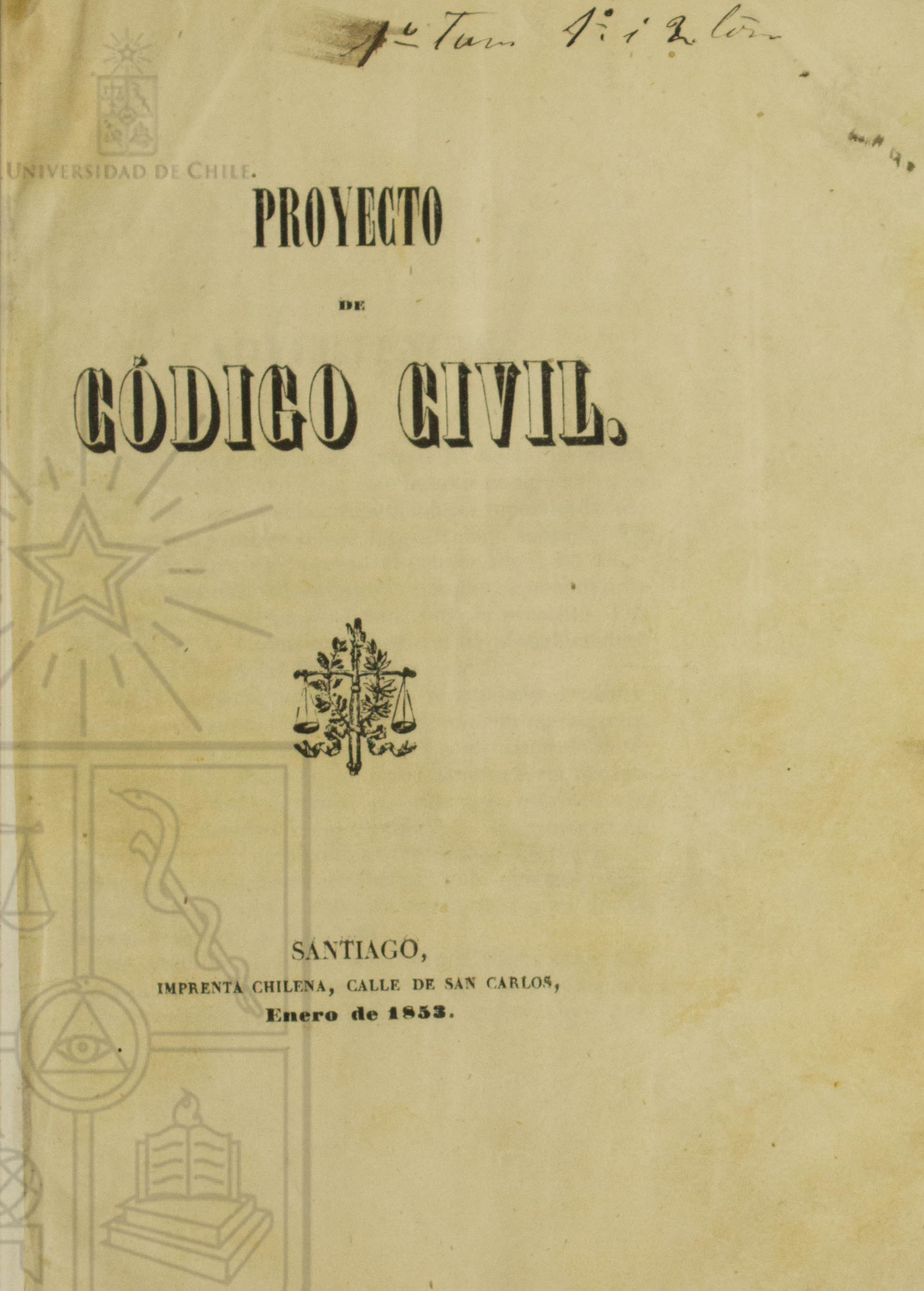 Cubierta para Proyecto de código civil: libro I