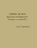 Cubierta para Proyecto de nuevo estatuto universitario: primera corrección
