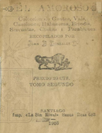 Cubierta para El amoroso: colección de cantos, vals, canciones, habaneras, brindis, serenatas, cuecas i parabienes : tomo segundo