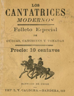 Cubierta para Los cantatrices modernos: folleto especial de cuecas, canciones y tonadas