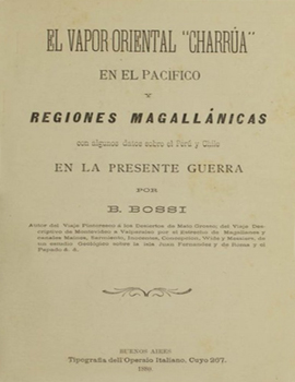 Cubierta para El vapor oriental "Charrua" en el Pacífíco y regiones magallánicas con algunos datos sobre el Perú y Chile en la presente guerra