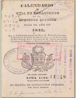 Cubierta para Calendario y guía de forasteros de la República Peruana para el año de 1842