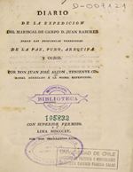 Cubierta para Diario de la expedición del Mariscal de Campo D. Juan Ramírez sobre las provincias interiores de La Paz, Puno, Arequipa y Cuzco