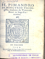 Cubierta para Il Pimandro di Mercurio Trimegisto: tradotto da Tommaso Benci
