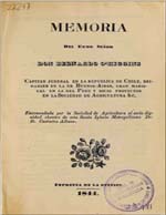 Cubierta para Memoria del Exmo. señor Don Bernardo O'Higgins: capitán jeneral en la República de Chile
