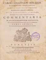 Cubierta para Commentaria in Jus Ecclesiasticum Universum: tomus primus