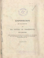 Cubierta para Esposición de los motivos que ha tenido el presidente de Chile para desaprobar el Tratado de Paz, celebrado en Paucarpata en 17 de noviembre de 1837, y renovar las hostilidades interrumpidas por él