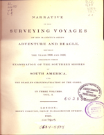 Cubierta para Narrative of the surveying voyages of his majesty's ships Adventure and Beagle (vol.1): between the years 1826 and 1836 : describing their examination of the southern shores of South America, and the Beagles's circumnavigation of the globe