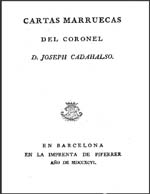 Cubierta para Cartas marruecas del coronel D. Joseph Cadahalso