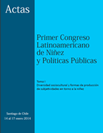 Cubierta para Actas del Primer Congreso Latinoamericano de Niñez y Políticas Públicas, Santiago de Chile, 14 al 17 de enero 2014: Tomo I
