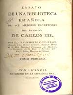 Cubierta para Ensayo de una biblioteca española de los mejores escritores del reynado de Carlos III: tomo primero