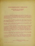 Cubierta para Universidades Chilenas Puntajes de ingreso: Año académico 1977