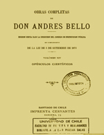 Cubierta para Opúsculos científicos: Obras completas de Andrés de Bello. Volumen XIV
