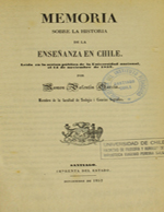 Cubierta para Memoria sobre la historia de la enseñanza en Chile: leída en la sesión pública de la Universidad Nacional, el 14 de noviembre de 1852