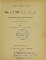 Cubierta para Opúsculos gramaticales: Obras completas de Andrés de Bello. Volumen V