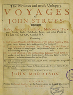 Cubierta para The perillous and most unhappy voyages of John Struys, through Italy, Greece, Lifeland, Moscovia, Tartary, Media, Persia, East-India, Japan, and other places in Europe, Africa and Asia