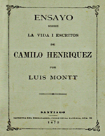 Cubierta para Ensayo sobre la vida i escritos de Camilo Henríquez