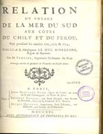Cubierta para Relation du voyage de la Mer du Sud aux côtes du Chily et du Perou: fait pendant les années 1712, 1713 & 1714