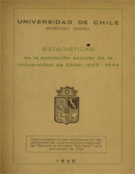 Cubierta para Estadísticas de la población escolar de la Universidad de Chile: 1843-1944