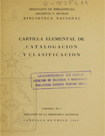 Cubierta para Cartilla elemental de catalogación y clasificación: el problema bibliotecario nacional