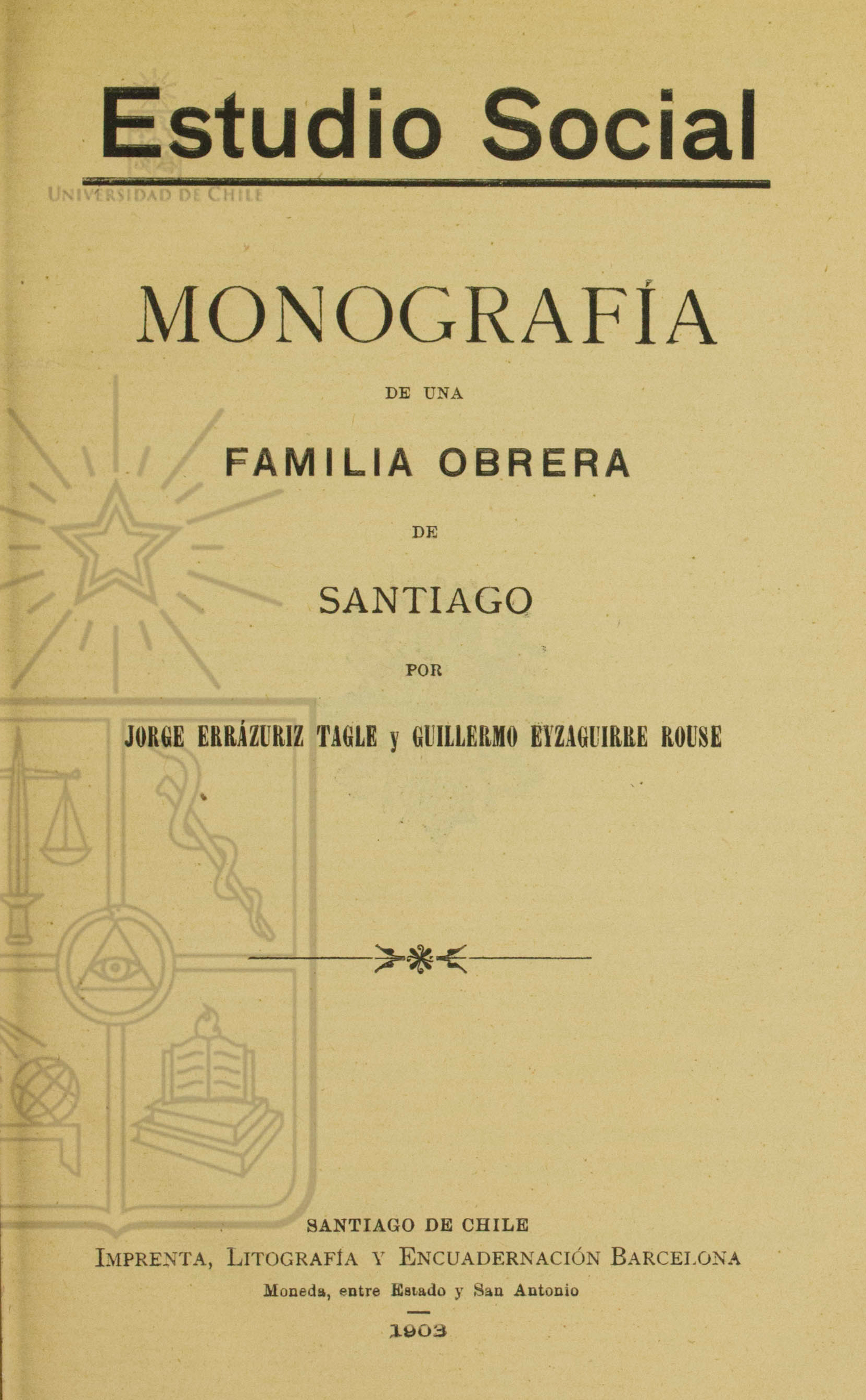 Cubierta para Monografía de una familia obrera de Santiago