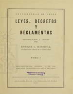Cubierta para Leyes, decretos y reglamentos: Universidad de Chile