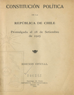 Cubierta para Constitución política de la República de Chile: promulgada el 18 de setiembre de 1925