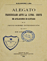 Cubierta para Alegato pronunciado ante la Ilustrísima Corte de Apelaciones de Santiago en el juicio sobre interdicción del señor don Jorge B. Chase