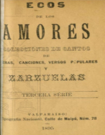 Cubierta para Ecos de los amores: colecciones de cantos de óperas, canciones, versos populares y zarzuelas : tercera serie